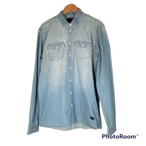 MINIMUM Scandinavian Heavyweight Chambray Button Up Mens L